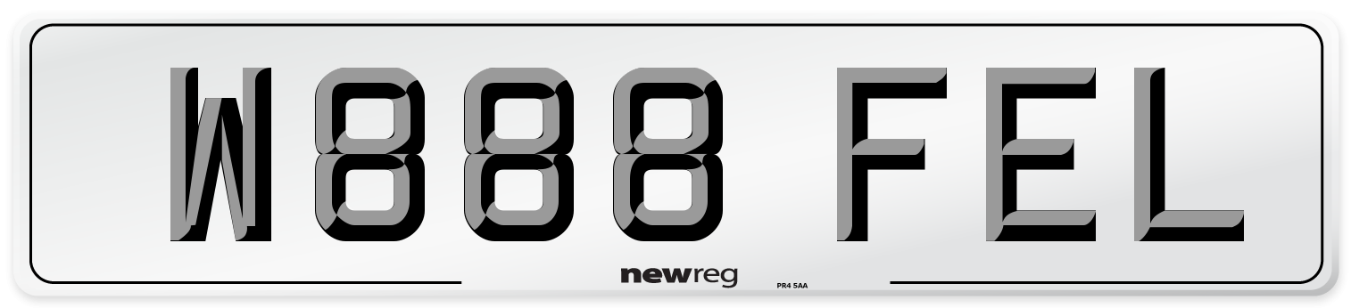 W888 FEL Number Plate from New Reg